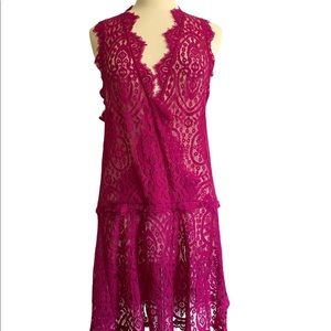 Free People 1 Pc Lace Overlay Mini Dress XS Bright Orchid